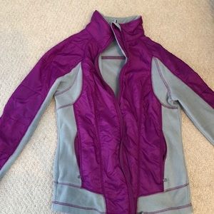 purple and grey zip up